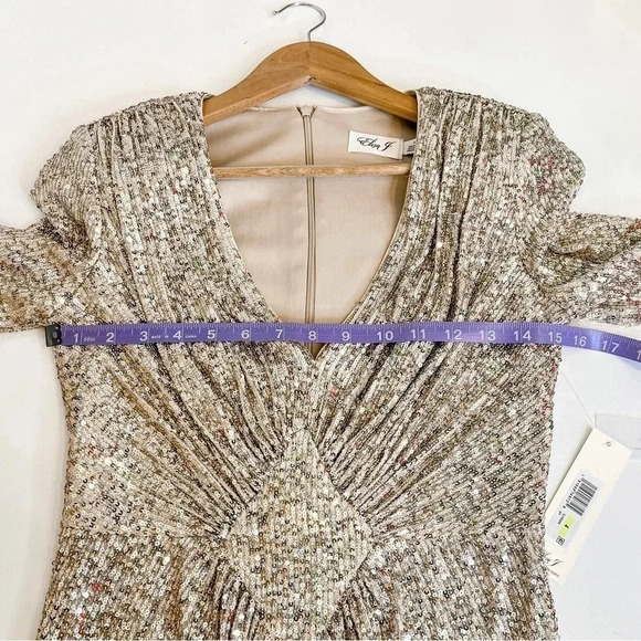 Eliza J gold sequin diamond panel dress NWT size 4 - Picture 8 of 13